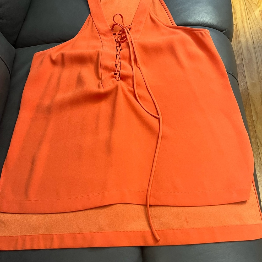 BCBGMaxAzria Orange Lace-Up Top